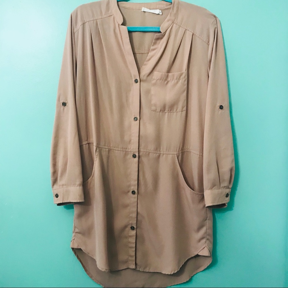 Lush Rose Trench Button-Up